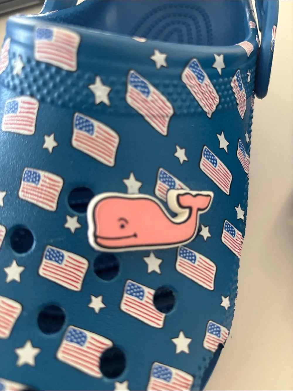Kids Blue Flag Print Crocs Shoes